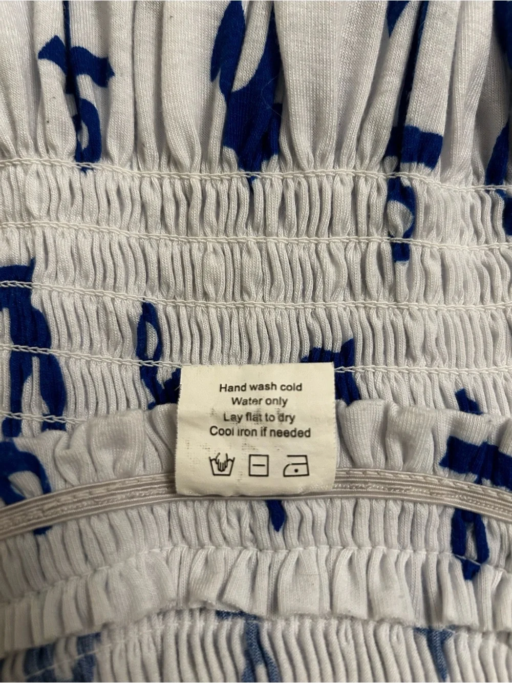 Strapless Smocked Anchor Print Cover-Up Dress | White & Blue | Size M